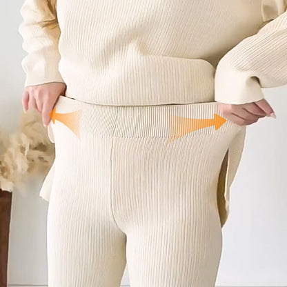 🔥Nieuw V-hals Casual Split Gebreide Tweedelige Set