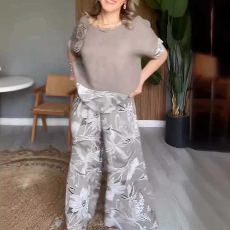 Casual 2-delige damesset met bloemenprint