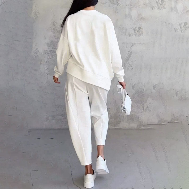 Mode, vrije tijd ✨Lange mouw met ronde hals en broek, set van 2