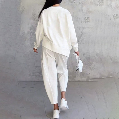 Mode, vrije tijd ✨Lange mouw met ronde hals en broek, set van 2