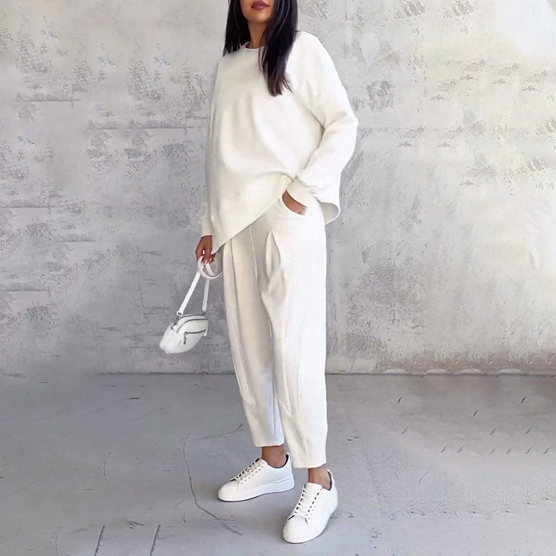 Mode, vrije tijd ✨Lange mouw met ronde hals en broek, set van 2