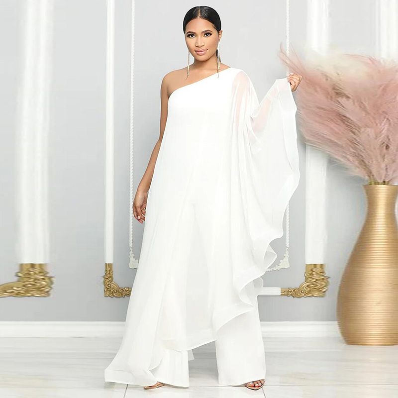 Casual elegante één-schouder jumpsuit met patchwork voor vrouwen