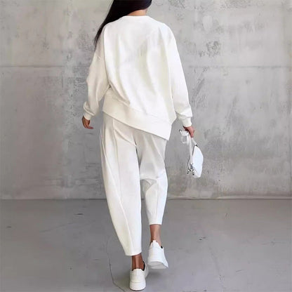 Dames Sweatshirts & Broeken Set met Lange Mouwen en Onregelmatige Hems