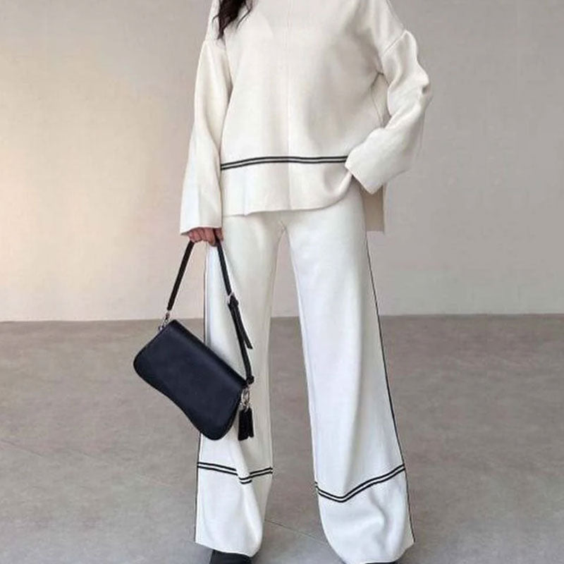 Gebreide damesloungeset met micro-uitlopende broek