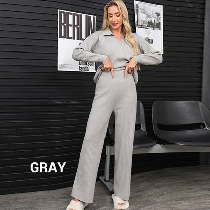 gratis verzending🎉🍃2-delige set gebreide top met V-hals en casual broek voor dames