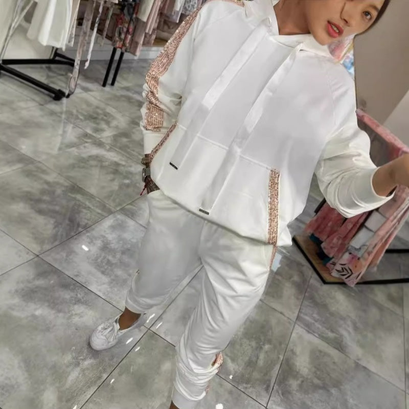 💞Dames 2-delige set Tops & Broeken met koord en capuchon