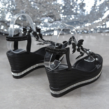 Glitter Vlinder Versierde Open Teen Sandalen