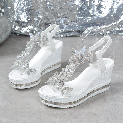 Glitter Vlinder Versierde Open Teen Sandalen