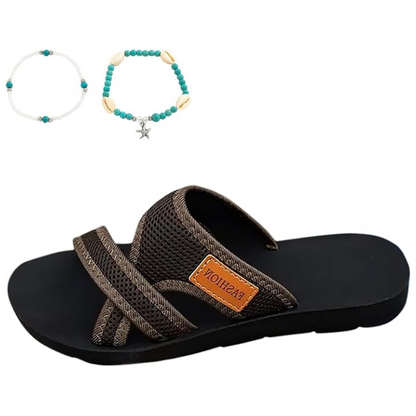 Brede Voeten Comfortabele Platte Sandalen Met Open Teen