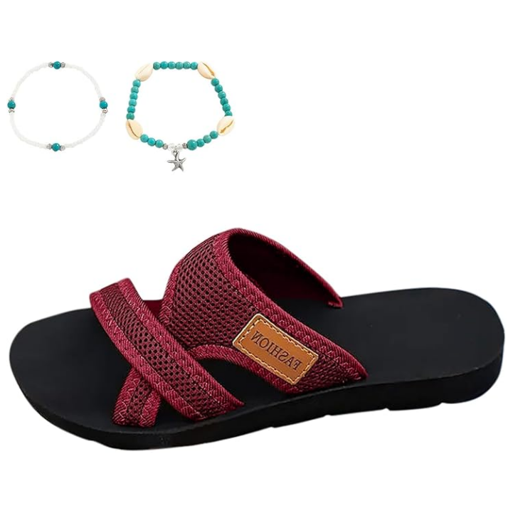 Brede Voeten Comfortabele Platte Sandalen Met Open Teen