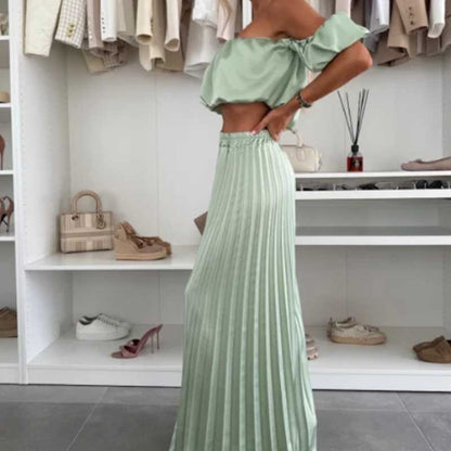 Dames Sexy Effen Kleur Top Wijde Benen Broek Tweedelige Set