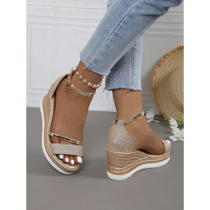 Glanzende Sleehak Sandalen met Plateauzool voor Dames