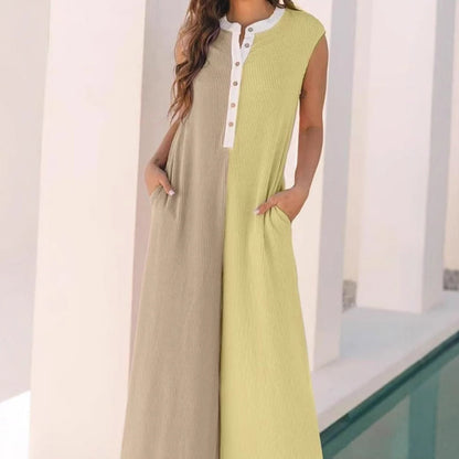 Casual jumpsuit voor dames met wijde pijpen en colour block-patroon