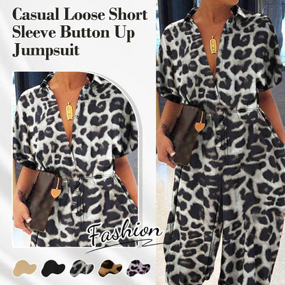 Casual, losse jumpsuit met korte mouwen en knoopsluiting voor dames