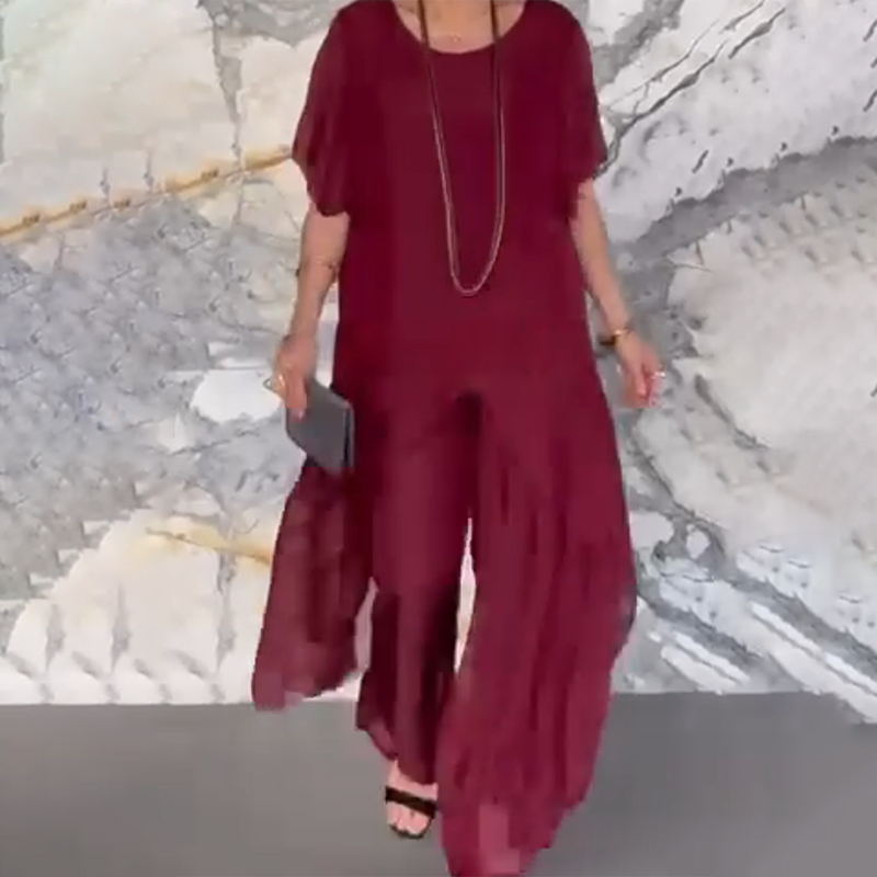 ⏳Tijdelijke korting💥Dames onregelmatige top en losse broekset