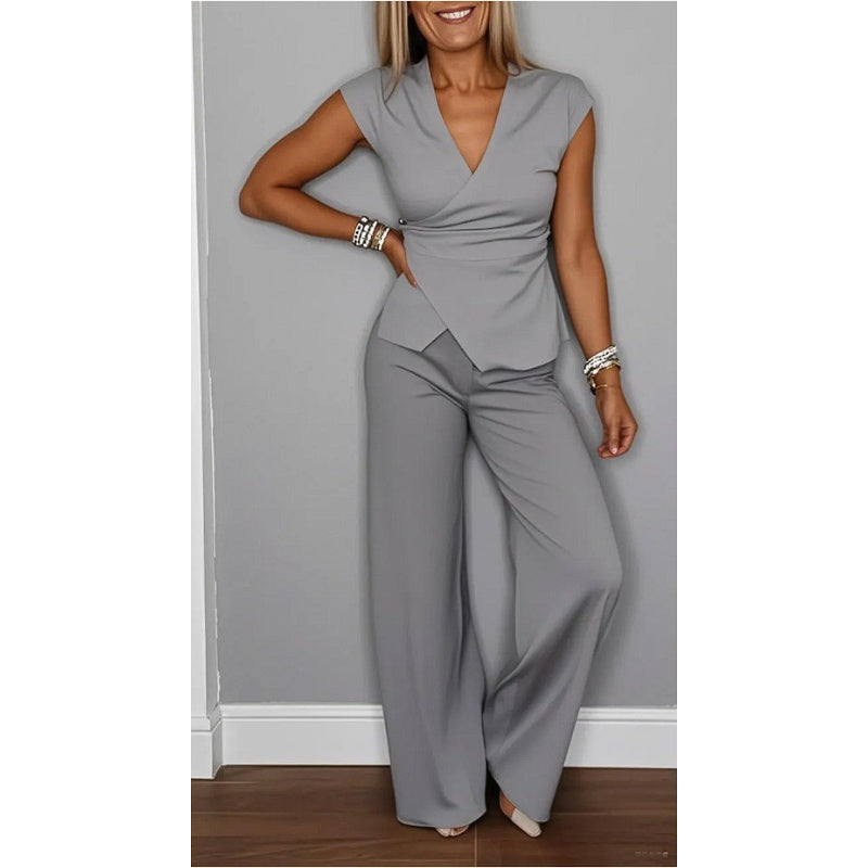 Dames elegante set: Top met V-hals en broek