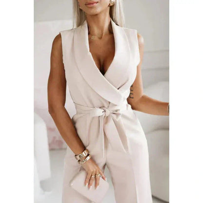 ☀️Frauen Mouwloze V-hals Effen Jumpsuit🕊️