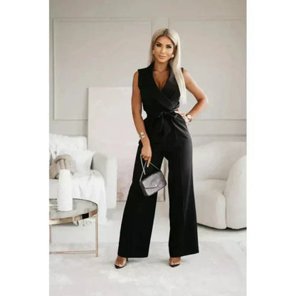 ☀️Frauen Mouwloze V-hals Effen Jumpsuit🕊️
