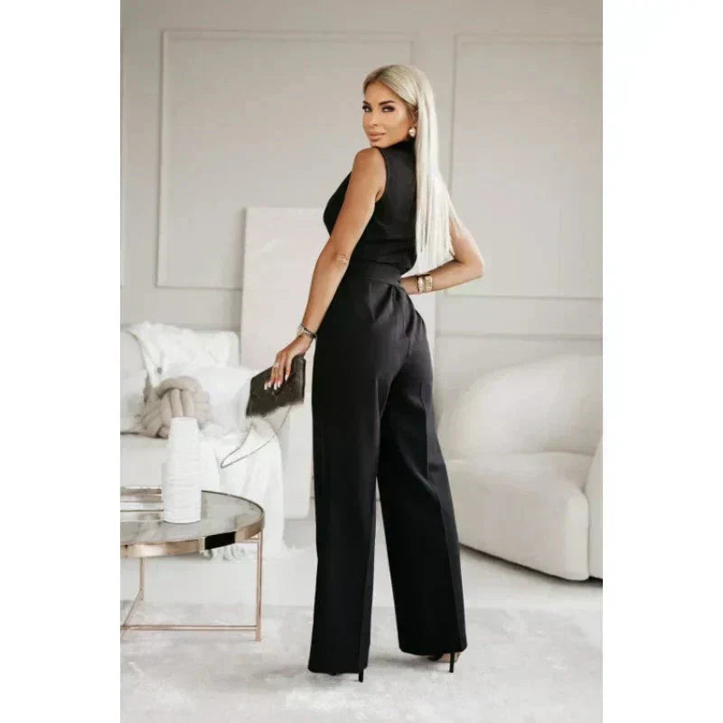 ☀️Frauen Mouwloze V-hals Effen Jumpsuit🕊️