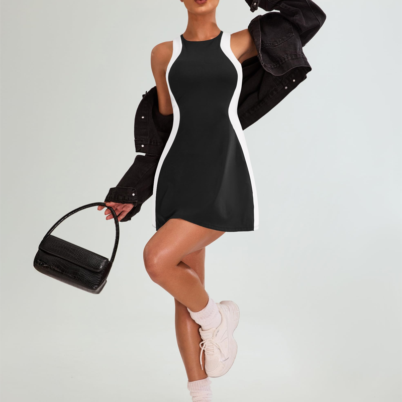 🎉 Deze week in de aanbieding – 50% KORTING! ✨ Color-Blocking Slim Mini Jurk & Short Set