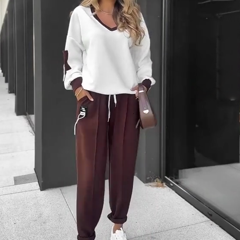 💫Herfstspecials🍁Color-Block Pullover Hoodie & Joggingbroek Set✨Opvallend Design, Comfortabel Voor Alledag!