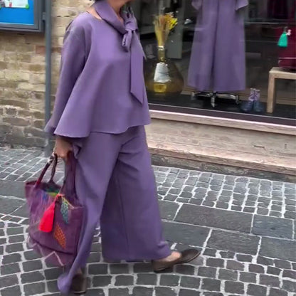 🌸 Up tot 45% korting🔥Cape met lange mouwen Top & Broek 2-Delige Set