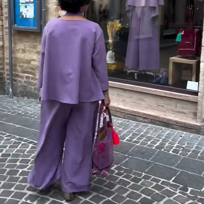 🌸 Up tot 45% korting🔥Cape met lange mouwen Top & Broek 2-Delige Set