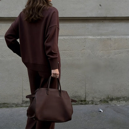 ✈️Gratis Verzending！Sweatshirt met hoge kraag en ritssluiting aan de zijkant & broekenset