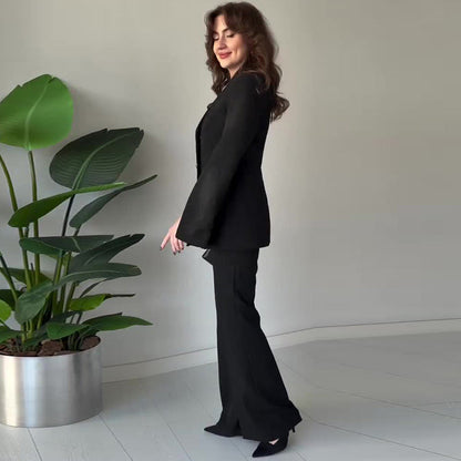 Elegante Tweedelige Dames Set 👔 Blazer met Gesplitste Mouwen & Broek | Nu 50% KORTING ⏳