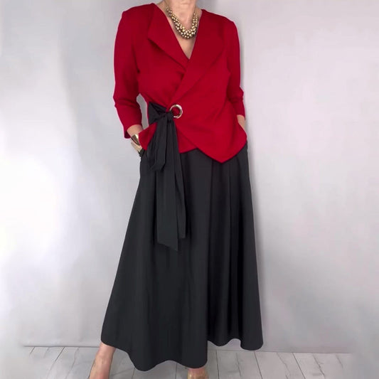 Stijlvolle top en effen rok voor dames, 2-delige set