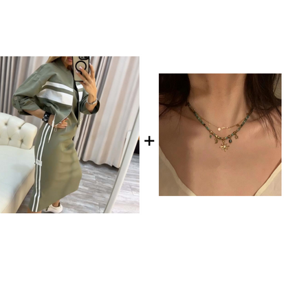 ❄️LAATSTE DAG ACTIE - 60% KORTING 💖 Damesjasje en jurkset met opstaande kraag