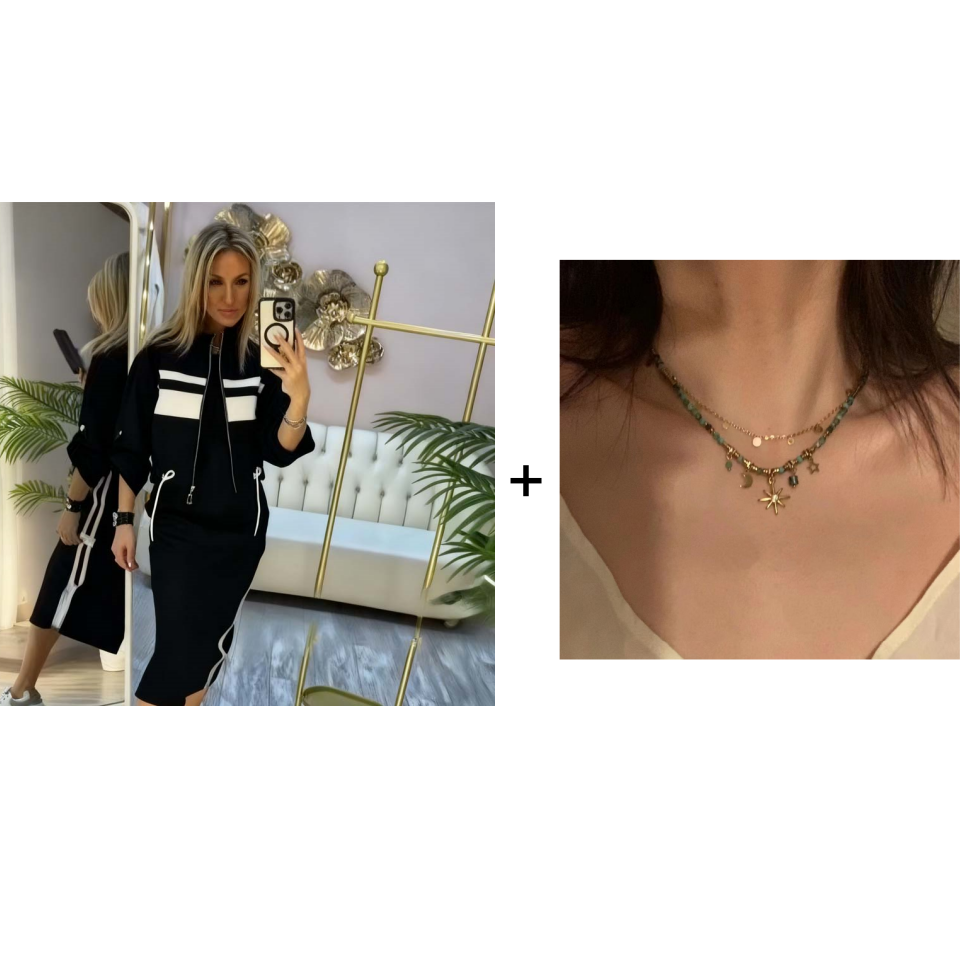 ❄️LAATSTE DAG ACTIE - 60% KORTING 💖 Damesjasje en jurkset met opstaande kraag