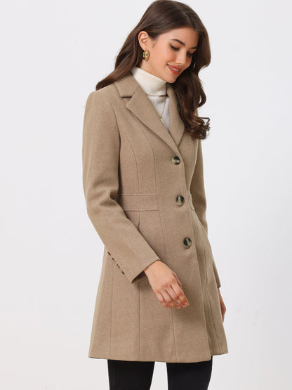 Chique Getailleerde Dames Mantel Jas met Knopen en Reverskraag